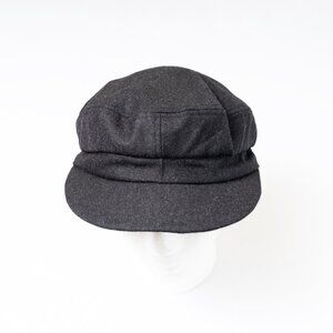 Upcycled Black Wool Skipper, Fiddler, Fisherman's, Mariner's Cap